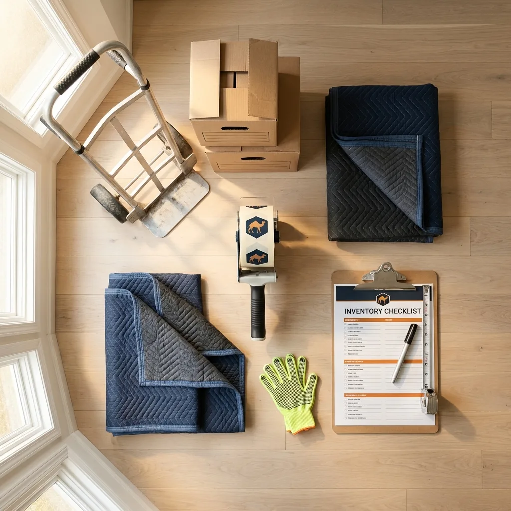 Professional moving supplies and packing materials layout for Yorkshire residential relocations